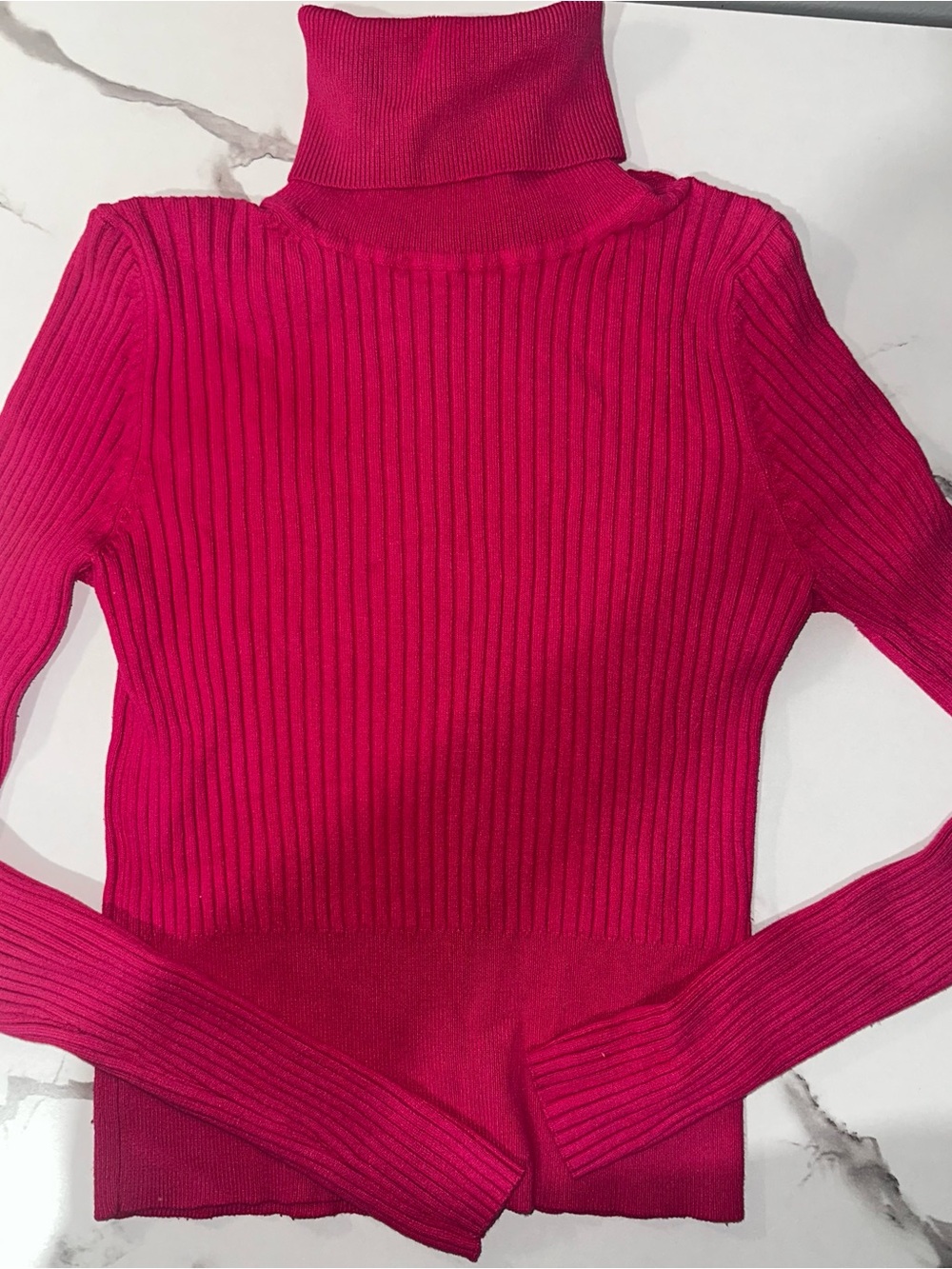 Zara Ribbed Turtleneck Sweater - Hot Pink